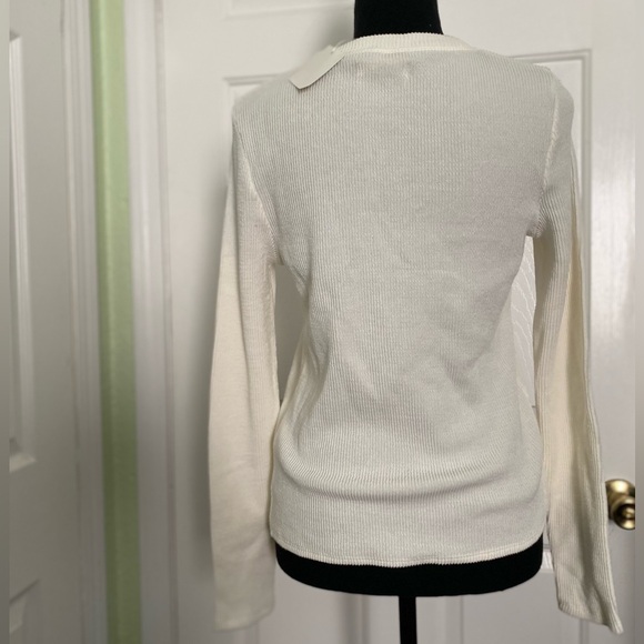 NWT Madewell Knot Front Top Elegant Cream Ribbed  Women's Sweater Size Small - Picture 4 of 14